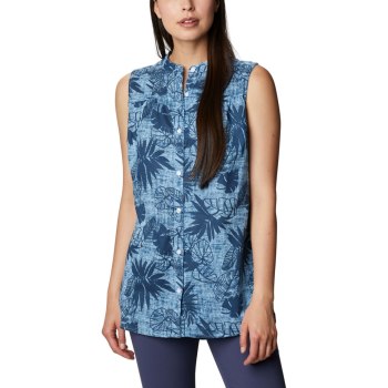 Columbia Willow Bend Sleeveless Tunic, Camiseta Sin Manga Azules Para Mujer | 012574-PIU